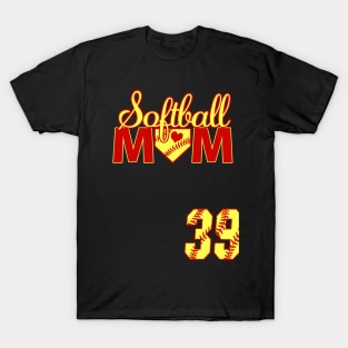 Softball Mom #39 Softball Jersey Favorite Player Biggest Fan Heart Softball Jersey T-Shirt